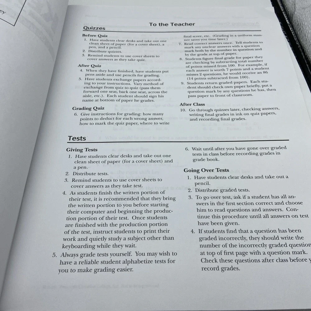 Abeka Keyboarding And Document Processing Solution Key & Teacher Quiz/Test Key